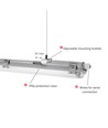 120cm Limea T8 LED armatur, gennemfortrådet - Til 2x 120cm LED rør, IP65 vandtæt