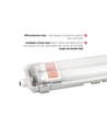 120cm Armatur + 2x LED rør T8 - IP65, gennemfortrådet