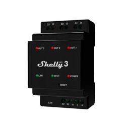 Shelly Shelly Pro 3 - WiFI relæ, 3 kanaler/faser med potentialfrit kontaktsæt