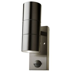Udendørs væglamper V-Tac væglampe op/ned m. sensor - IP44 udendørs, rustfri, GU10 fatning, uden lyskilde