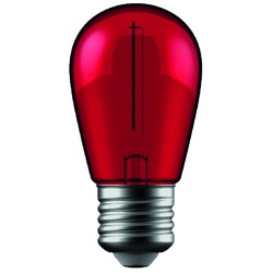 Farvede LED pærer E27 1W Farvet LED kronepære - Rød, kultråd, E27