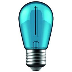 Farvede LED pærer E27 1W Farvet LED kronepære - Blå, kultråd, E27