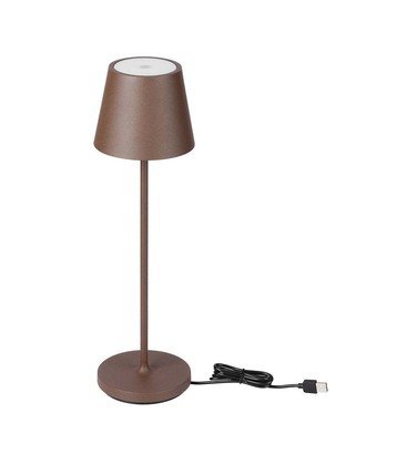 V-Tac opladelig bordlampe, trådløs - Corten, IP54 udendørs bordlampe, touch dæmpbar, model mini