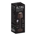 V-Tac opladelig bordlampe, trådløs - Corten, IP54 udendørs bordlampe, touch dæmpbar, model mini