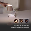 V-Tac opladelig bordlampe, trådløs - Corten, IP54 udendørs bordlampe, touch dæmpbar, model mini