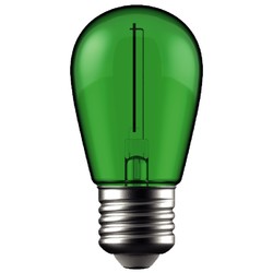 Farvede LED pærer E27 1W Farvet LED kronepære - Grøn, kultråd, E27