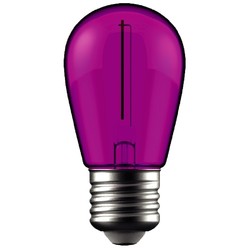 Farvede LED pærer E27 1W Farvet LED kronepære - Lilla, kultråd, E27
