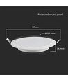 18W Ø22,8cm LED indbygningspanel - Hul: Ø20,5 cm, Mål: Ø22,8 cm