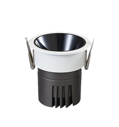 11W Ø8,4cm indbygningsspot dæmpbar RA92 - Hul: Ø7,5 cm, Mål: Ø8,4 cm, Sort reflektor, hvid kant