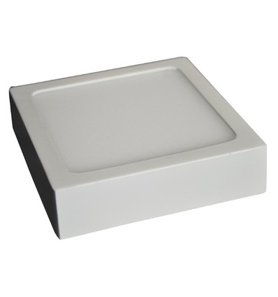 Outlet: 12W LED loftslampe - 14 x 14cm, Højde: 2,4cm, hvid kant