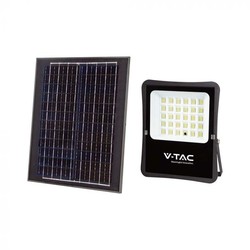 Tilbud V-Tac 20W Solcelle projektør LED - Sort, inkl. solcelle, fjernbetjening, IP65