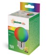 E27 1W RGB LED kronepære - G45, 260 grader, farveskiftende, dekorationspære