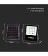 12W Solcelle projektør LED - IP65, Sort, inkl. solcelle, fjernbetjening