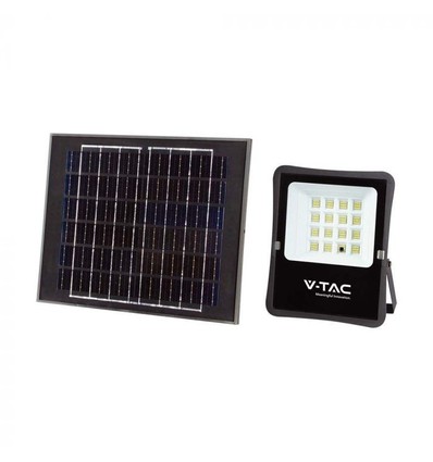 12W Solcelle projektør LED - IP65, Sort, inkl. solcelle, fjernbetjening
