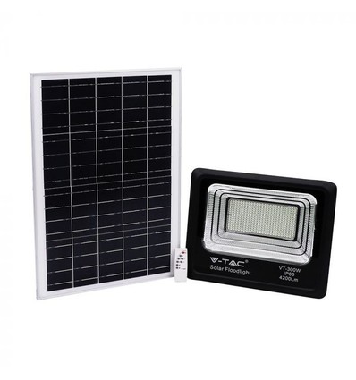 50W Solcelle projektør LED - IP65, Sort, arbejdslampe, inkl. solcelle, fjernbetjening