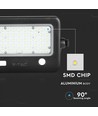 10W LED Solcelle projektør - IP65, Sort, inkl. solcelle, sensor