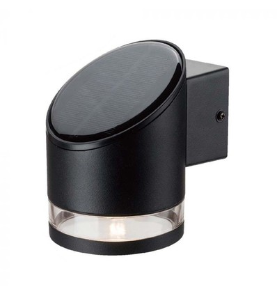 1W Væglampe LED - IP54, rund, sort, solcelle