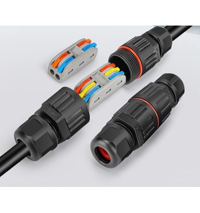 Sort rund samledåse - IP67 vandtæt, Sort, Til samling af ledninger, 3-ledet