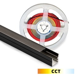 Alu / PVC profiler Lys til akustikpanel, 120cm, sort - Komplet sæt med aluprofil og CCT LED strip