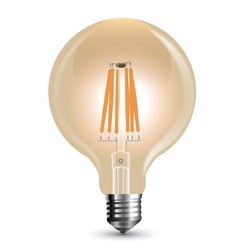 E27 Globe LED pærer V-Tac 6W LED globepære - Kultråd, Ø9,5 cm, dæmpbar, ekstra varm hvid, E27