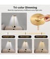 Opladelig LED bordlampe med justerbar kulør - Guld, touch dæmpbar, IP20