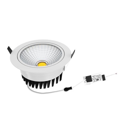 5W Ø8,5cm COB indbygningsspot RA80 - Hul: Ø7 cm, Mål: Ø8,5 cm, hvid kant, 2700K