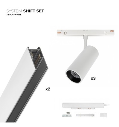 3x SHIFT spot sæt - 2 meter komplet + spots, Hvid
