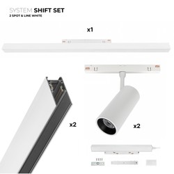 SHIFT system Spectrum SHIFT 2x spot + lysskinne sæt - 2 meter komplet + spots og grundbelysning, Hvid