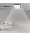 24W LED loftslampe - 29,5 x 29,5cm, Sort kant