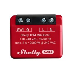 Shelly Shelly Plus 1PM Mini (GEN 3) - WiFI relæ med effektmåling (230VAC)