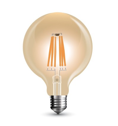 E27 8W dæmpbar LED globepære - Ø12,5 cm, Kultråd, ekstra varm hvid