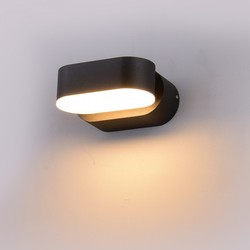 Væglamper V-Tac 6W LED sort væglampe - Oval, roterbar 350 grader, IP65 udendørs, 230V, inkl. lyskilde