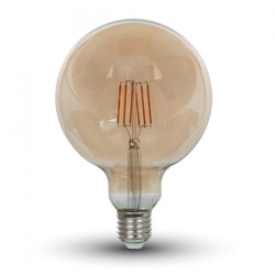 E27 LED V-Tac 6W LED globepære - Kultråd, Ø12,5 cm, ekstra varm hvid, 2200K, E27