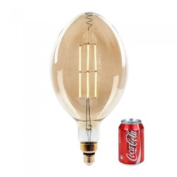 E27 LED Restsalg: V-Tac 8W LED kæmpe globepære - Kultråd, Ø18 cm, dæmpbar, ekstra varm hvid, 2000K, E27