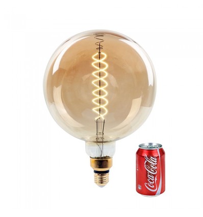 E27 8W dæmpbar LED kæmpe globepære - Ø20 cm, Kultråd, ekstra varm hvid, 2000K