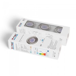 LED downlights V-Tac 3-pak Indbygningsspot med 5W lyskilde - Stål front, komplet med GU10 holder og LED spot