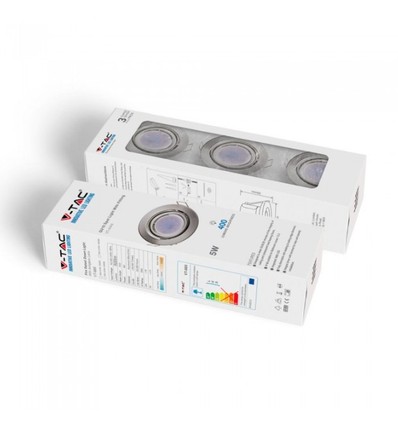 3-pak 5W Indbygningsspot - Stål front, komplet med GU10 holder og LED spot