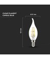 E14 4W LED flammepære - Kultråd, varm hvid