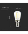E14 2W LED køleskabspære - ST26, Kultråd