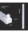 150cm T8 LED grundarmatur - Til 1x 150cm LED rør, IP20 indendørs