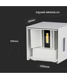 5W LED væglampe - IP65 udendørs, hvid, firkantet, justerbar spredning, inkl. lyskilde