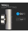 GU10 Væglampe med op/ned lys - IP44 udendørs, uden lyskilde