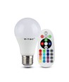 E27 6W LED pære - Med RF fjernbetjening, RGB
