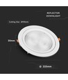 30W Ø22,5cm LED spotlight - Hul: Ø19,5 cm, Mål: Ø22,5 cm, 3 cm høj, Samsung LED chip
